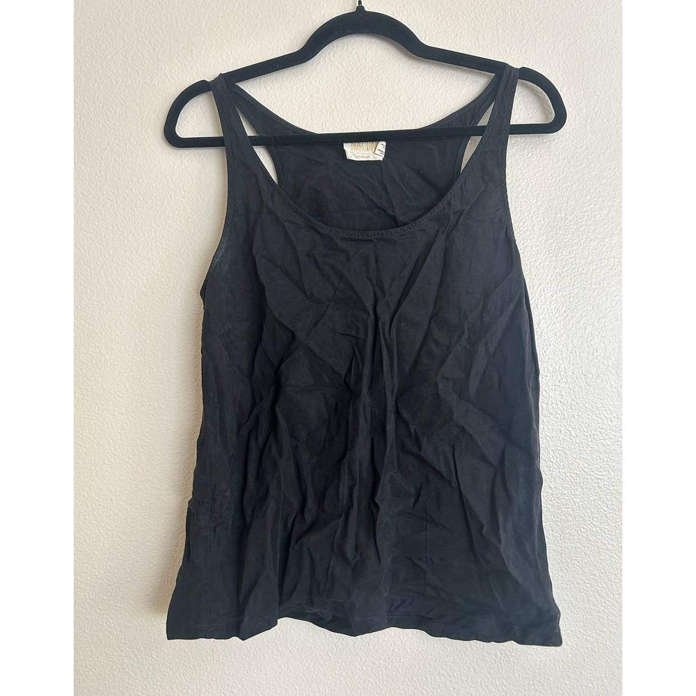 Nation LTD 100% Silk Tank Top L Black Minimalist Quiet Luxury Clean Girl Preppy